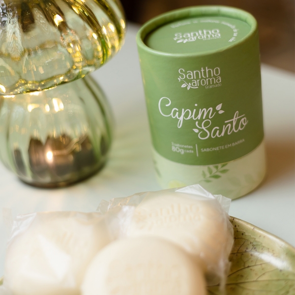 Tubete com 3 Sabonetes em Barra Capim Santo 80g cada