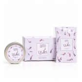 Caixa Lilás com Sachê Perfumado 15g + Vela em Lata 100g