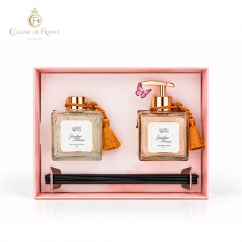 Kit Caixa Jardins da França Difusor de Varetas 350 ml + Sabonete Líquido 350 ml
