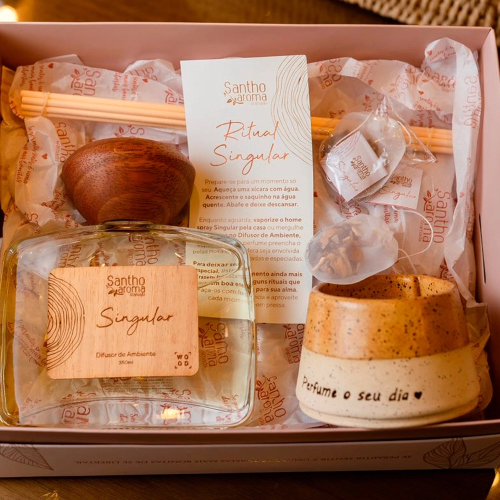 Kit Especial Ritual Singular Difusor de varetas 350ml + xícara + 2 blends(chá)