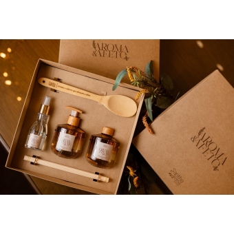 Kit Especial Aroma & Afeto Difusor + Home Spray + Sabonete + Colher de Pau