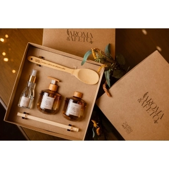 Kit Especial Aroma & Afeto Difusor + Home Spray + Sabonete + Colher de Pau