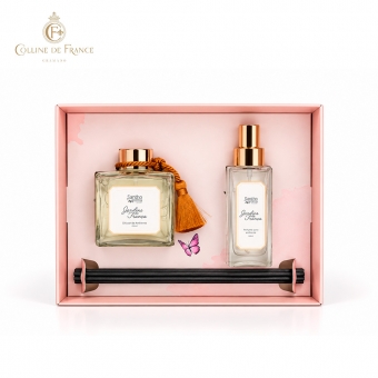 Kit Caixa Jardins da França Difusor de Varetas 350 ml + Home Spray 150 ml
