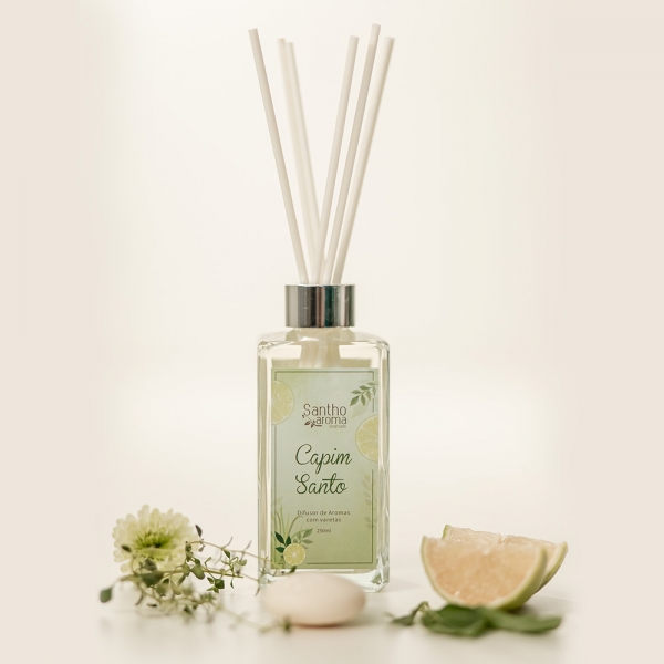 Difusor de Aroma com Varetas Capim Santo 250ml