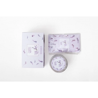 Caixa Lilás com sachê 15g + vela lata 100g